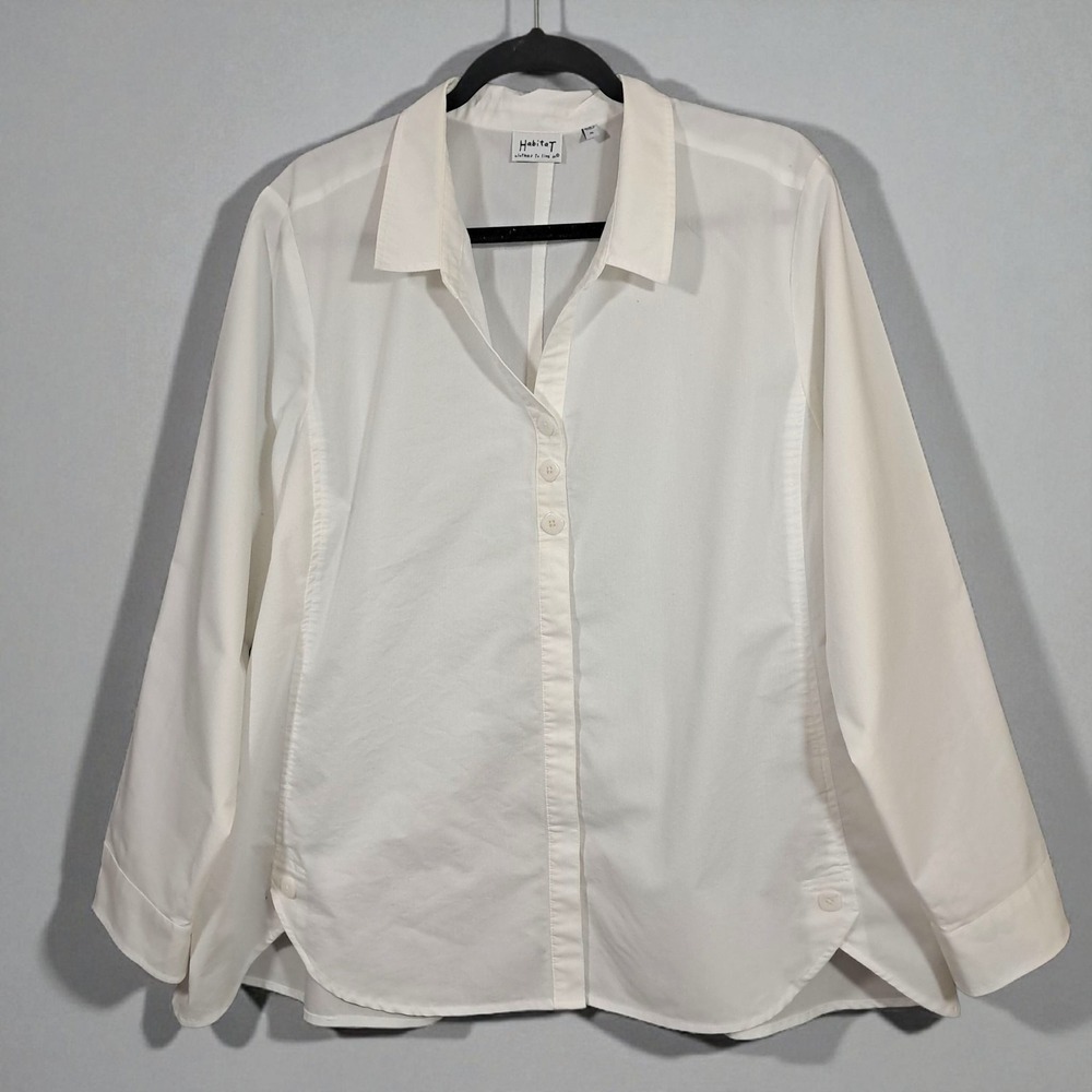 Habitat Clothes To Live In Tunic Top XL Womens Off White Popover Boxy Breathable